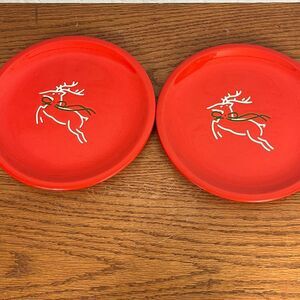 Waechtersbach , Flying Reindeer Rare Dinner Plates Set 2 same as xmas tree 10”